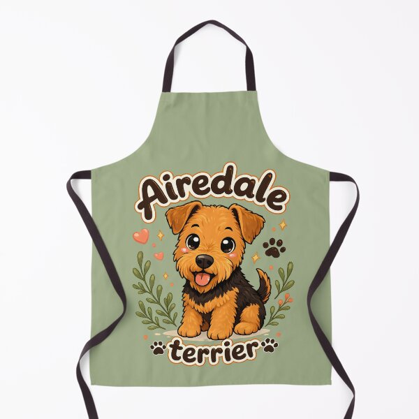 Item preview, Cute Airedale Terrier Puppy Illustration with Hearts & Floral Accents designed and sold by blankTeeShirt.