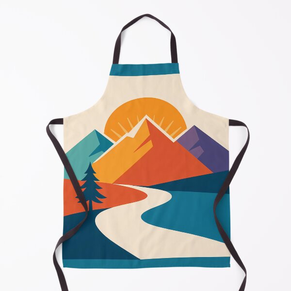 Item preview, Geometric Mountain Sunrise with Winding River designed and sold by InkSmithery.