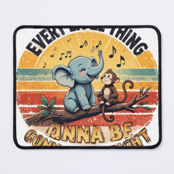 Item preview, Every Little Thing Gonna Be Alright Cute Elephant and Monkey Retro Animal Design designed and sold by Amitabr14.