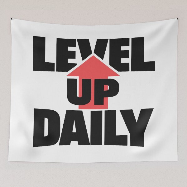 Item preview, Bold Level Up Daily Motivational Typography With Arrow designed and sold by FunFitLife Studio.