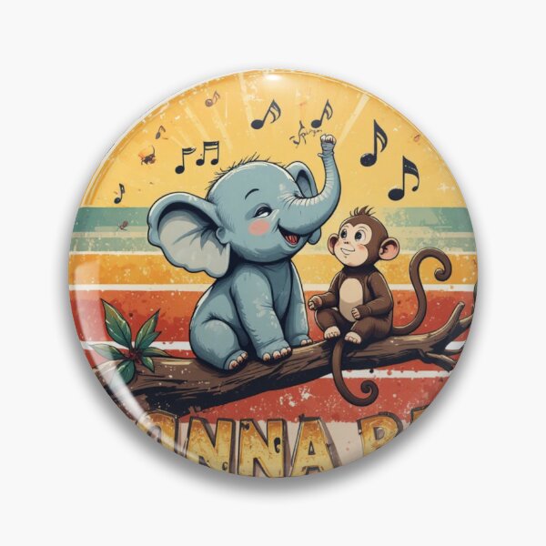 Item preview, Every Little Thing Gonna Be Alright Elephant Monkey Vintage Retro Cute Animal Art designed and sold by Amitabr14.