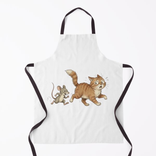 Item preview, Determined Mouse Chasing Scared Cat – Retro Storybook Style Illustration designed and sold by ilkami.