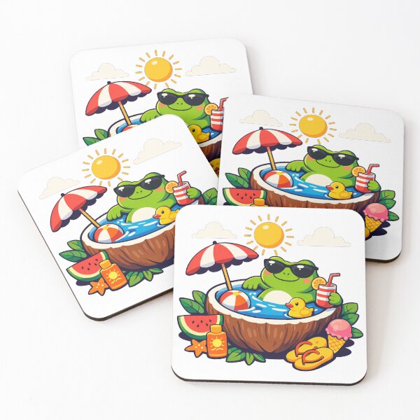 Item preview, Frog Chillin in Coconut Pool With Sunglasses Summer Vibes designed and sold by Owcomm.