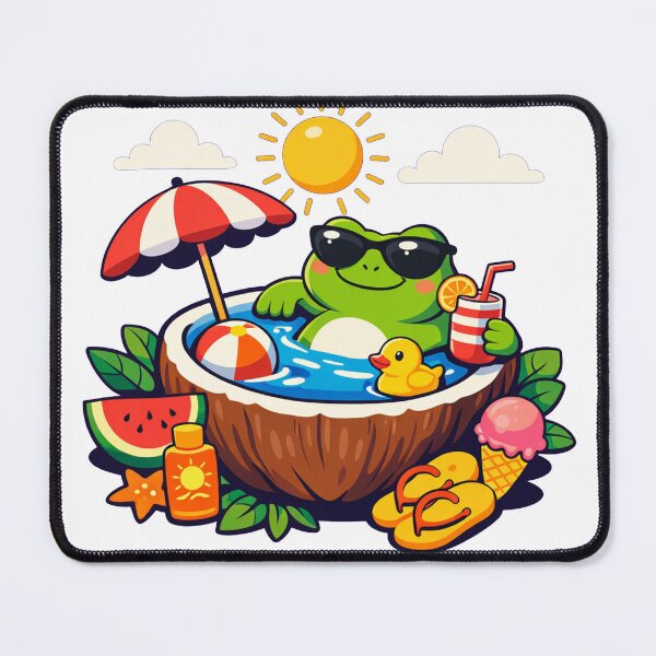 Item preview, Frog Chillin in Coconut Pool With Sunglasses Summer Vibes designed and sold by Owcomm.