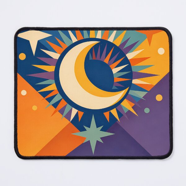 Item preview, Geometric Crescent Moon with Colourful Starburst designed and sold by InkSmithery.