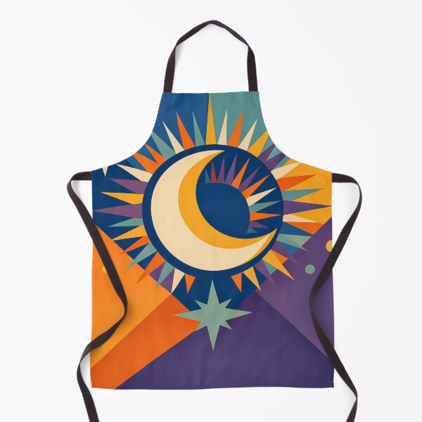 Item preview, Geometric Crescent Moon with Colourful Starburst designed and sold by InkSmithery.