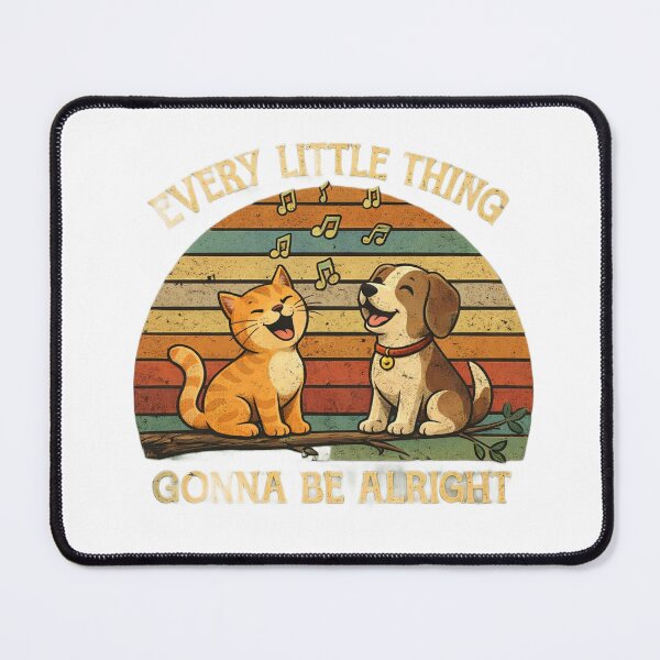 Item preview, Every Little Thing Gonna Be Alright Vintage Cat Dog Retro Sunset T-Shirt Design designed and sold by Amitabr14.