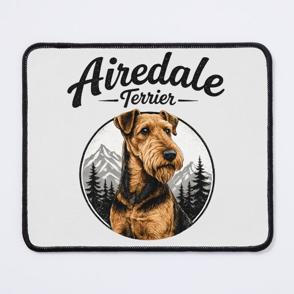 Item preview, Airedale Terrier Mountain Portrait – Vintage Wilderness Dog Illustration designed and sold by blankTeeShirt.