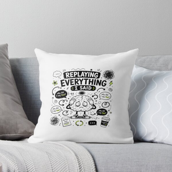 Item preview, Overthinking Funny Shirt – “Replaying Everything I Said” Chaotic Doodle Brain Anxiety Meme T-Shirt  designed and sold by DoodleHaus360.