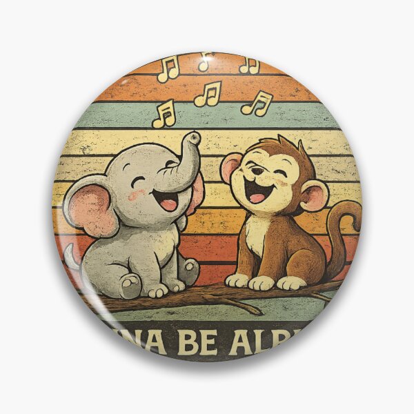 Item preview, Every Little Thing Gonna Be Alright Cute Elephant Monkey Retro Vintage T-Shirt Design designed and sold by Amitabr14.