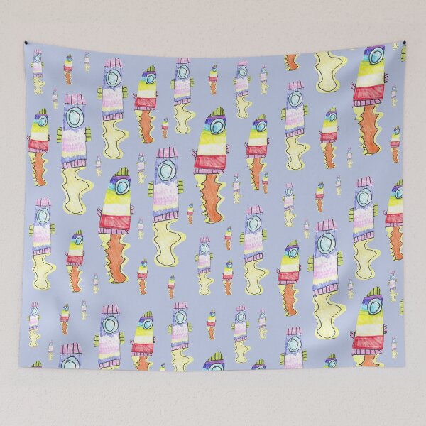 Item preview, Colorful Space Rocket Pattern Kids Art Print designed and sold by nimbfeja.