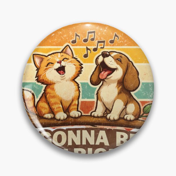 Item preview, Every Little Thing Gonna Be Alright Cute Cat Dog Singing Retro Vintage T-Shirt Design designed and sold by Amitabr14.