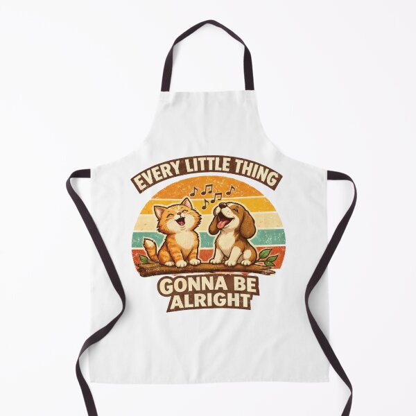 Item preview, Every Little Thing Gonna Be Alright Cute Cat Dog Singing Retro Vintage T-Shirt Design designed and sold by Amitabr14.