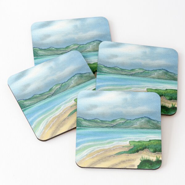 Item preview, Moody Coastal Shoreline - Watercolour Landscape Art designed and sold by Cass Harker Studio.