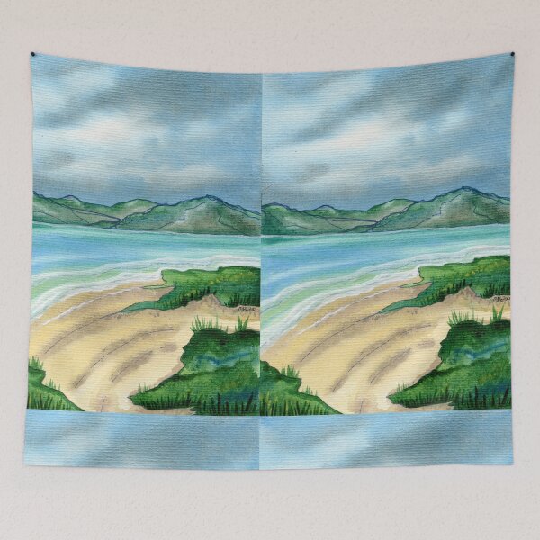 Item preview, Moody Coastal Shoreline - Watercolour Landscape Art designed and sold by Cass Harker Studio.