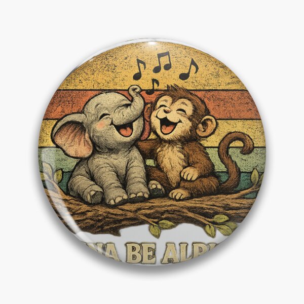 Item preview, Every Little Thing Gonna Be Alright Vintage Elephant Monkey Cute Animal T-Shirt Design designed and sold by Amitabr14.