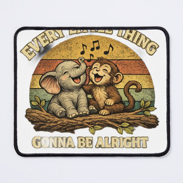Item preview, Every Little Thing Gonna Be Alright Vintage Elephant Monkey Cute Animal T-Shirt Design designed and sold by Amitabr14.