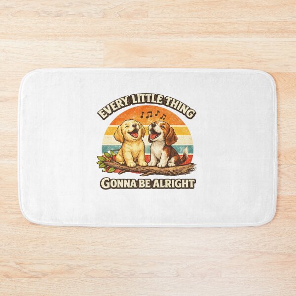 Item preview, Every Little Thing Gonna Be Alright Cute Dogs Retro Vintage Sunset T-Shirt Design designed and sold by Amitabr14.