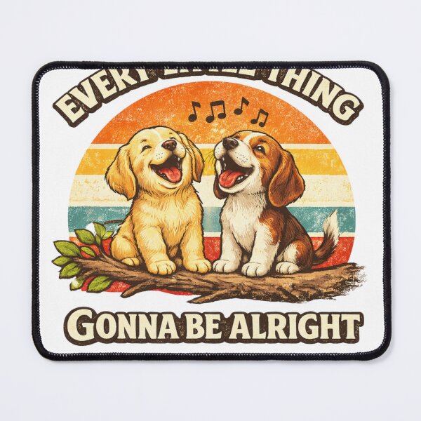 Item preview, Every Little Thing Gonna Be Alright Cute Dogs Retro Vintage Sunset T-Shirt Design designed and sold by Amitabr14.