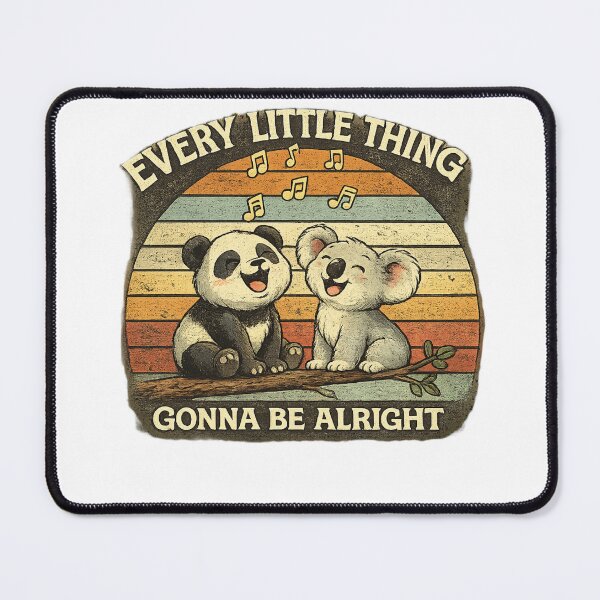 Item preview, Every Little Thing Gonna Be Alright Cute Panda Koala Retro Vintage T-Shirt Design designed and sold by Amitabr14.