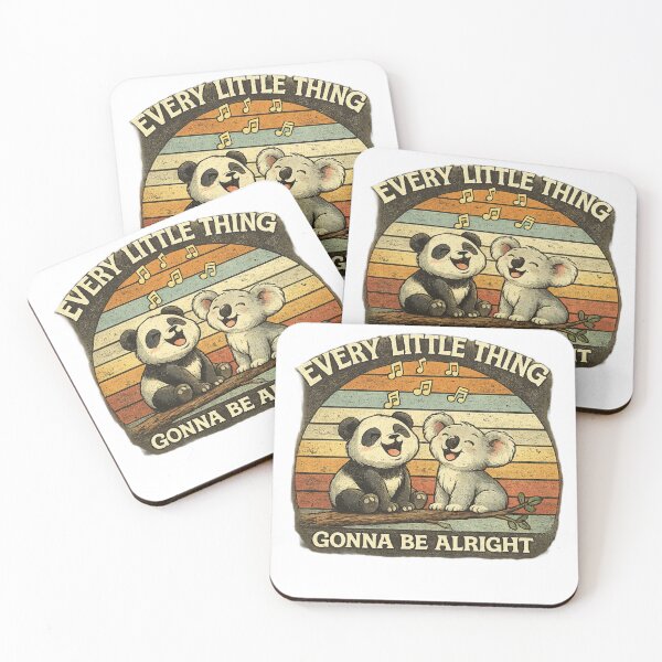 Item preview, Every Little Thing Gonna Be Alright Cute Panda Koala Retro Vintage T-Shirt Design designed and sold by Amitabr14.