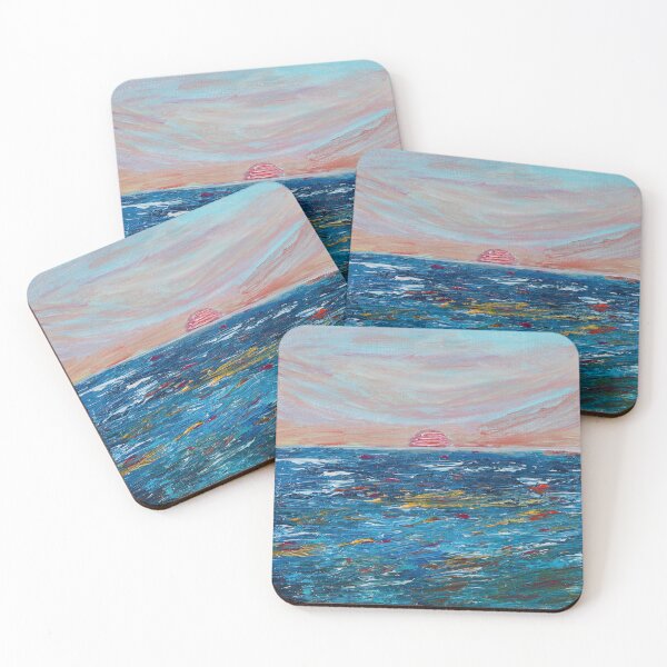 Item preview, Sunset Over the Sea | Expressive Textured Seascape designed and sold by ValentynaTyshenkoArt.