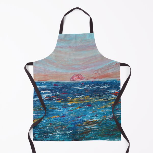 Item preview, Sunset Over the Sea | Expressive Textured Seascape designed and sold by ValentynaTyshenkoArt.