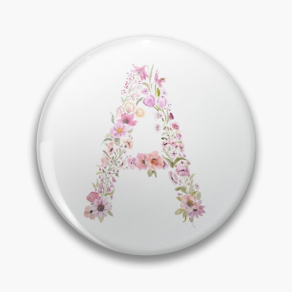 Item preview, pink flowers letter A watercolour painting  designed and sold by ColorandColor.