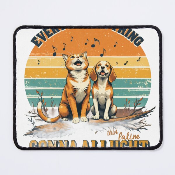 Item preview, Every Little Thing Gonna Be Alright Retro Cat Dog Singing Vintage T-Shirt Design designed and sold by Amitabr14.
