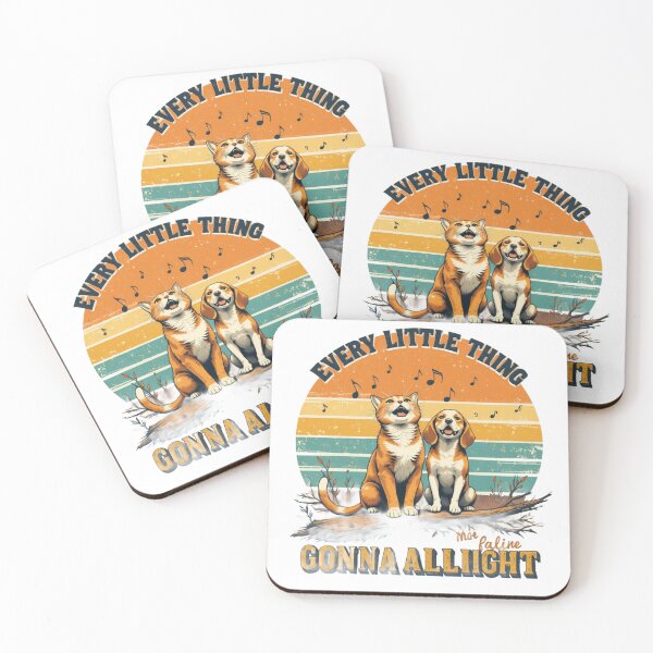 Item preview, Every Little Thing Gonna Be Alright Retro Cat Dog Singing Vintage T-Shirt Design designed and sold by Amitabr14.