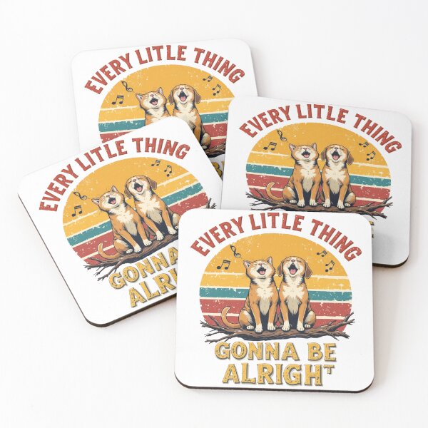 Item preview, Every Little Thing Gonna Be Alright Bold Retro Cat Dog Vintage T-Shirt Design designed and sold by Amitabr14.