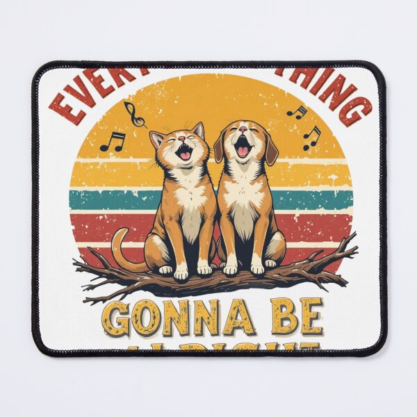 Item preview, Every Little Thing Gonna Be Alright Bold Retro Cat Dog Vintage T-Shirt Design designed and sold by Amitabr14.
