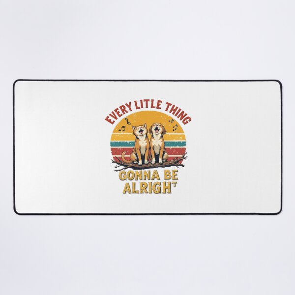 Item preview, Every Little Thing Gonna Be Alright Bold Retro Cat Dog Vintage T-Shirt Design designed and sold by Amitabr14.