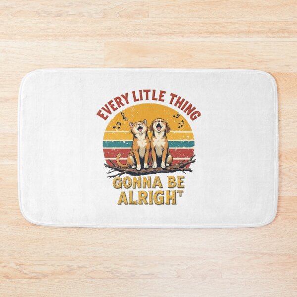 Item preview, Every Little Thing Gonna Be Alright Bold Retro Cat Dog Vintage T-Shirt Design designed and sold by Amitabr14.