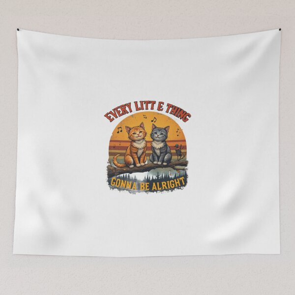 Item preview, Every Little Thing Gonna Be Alright Vintage Singing Cats Retro T-Shirt Design designed and sold by Amitabr14.