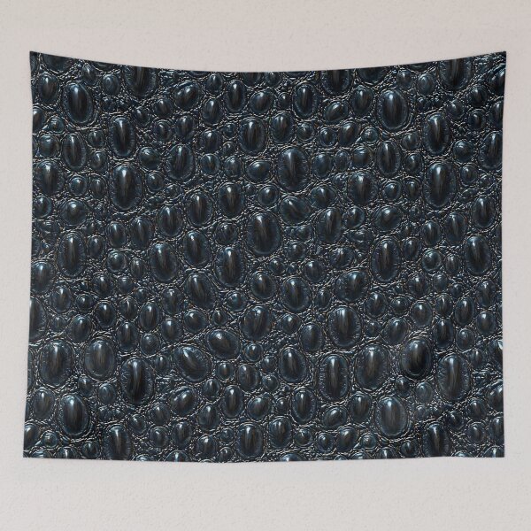 Item preview, Deep-gloss crocodile scale duvet cover - black reptile skin designed and sold by Kentala.