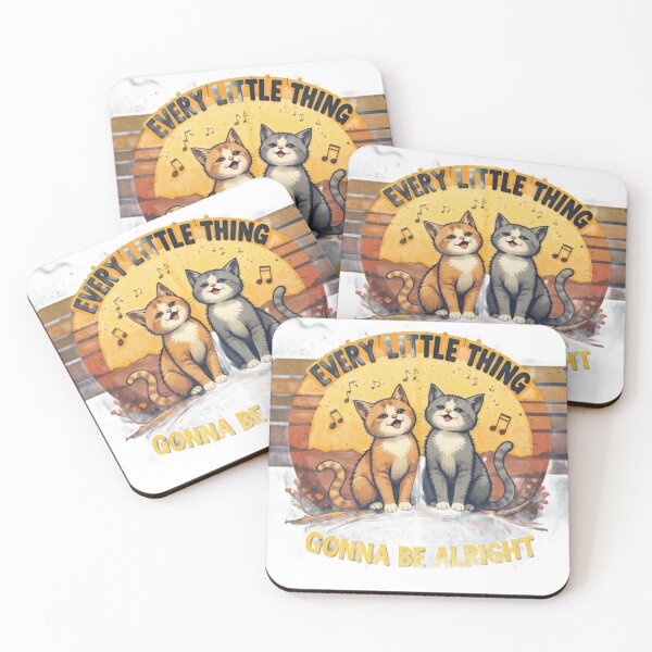 Item preview, Every Little Thing Gonna Be Alright Cute Cats Retro Vintage Sunset T-Shirt Design designed and sold by Amitabr14.