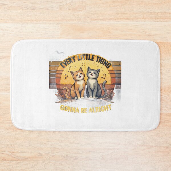 Item preview, Every Little Thing Gonna Be Alright Cute Cats Retro Vintage Sunset T-Shirt Design designed and sold by Amitabr14.