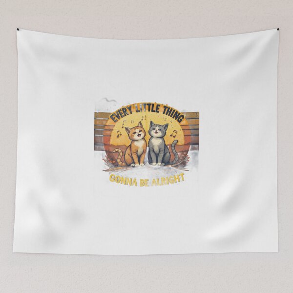 Item preview, Every Little Thing Gonna Be Alright Cute Cats Retro Vintage Sunset T-Shirt Design designed and sold by Amitabr14.