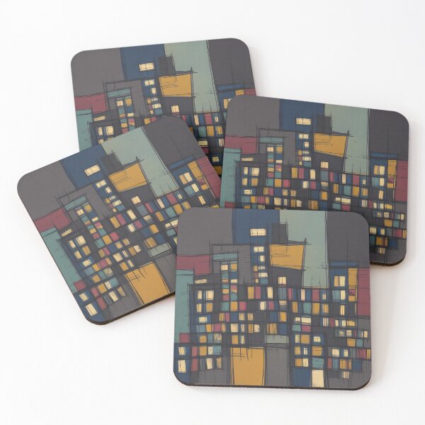 Item preview, Abstract Night City Geometry Art – Klee Inspired Modern Urban Print designed and sold by Tamas Das.