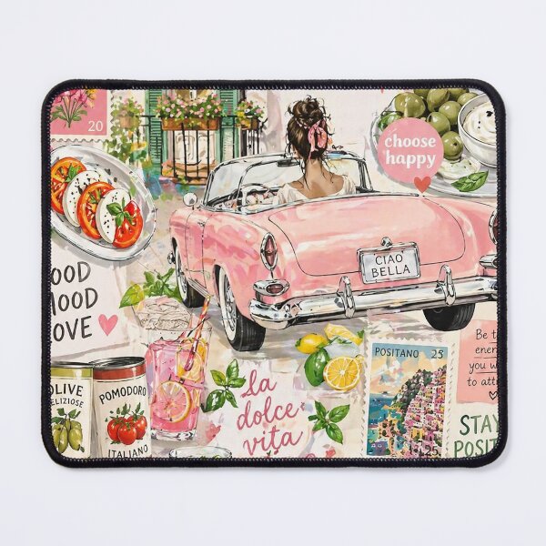 Item preview, Retro Pink Convertible Mediterranean Collage Floral Aesthetic Pattern designed and sold by Verycutethings.