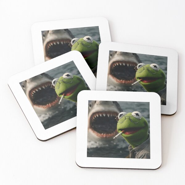 Item preview, Smoking Frog Meme Shark Attack Parody Vintage Dark Humor designed and sold by CrossKateOne.