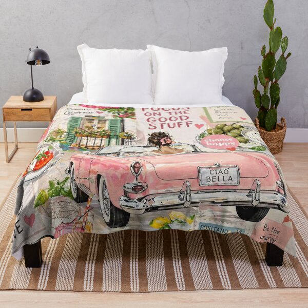 Item preview, Retro Pink Convertible Mediterranean Collage Floral Aesthetic Pattern designed and sold by Verycutethings.