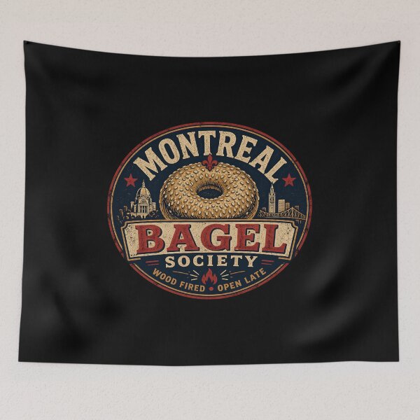 Item preview, Montreal Bagel Society Wood Fired Open Late Retro designed and sold by Fenay Designs.