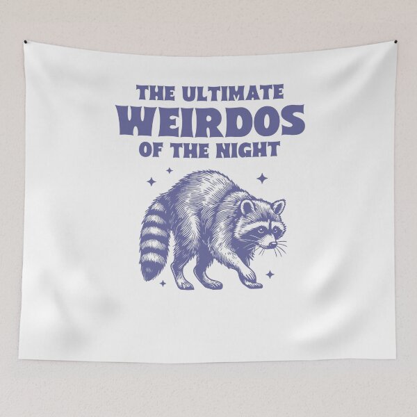 Item preview, Ultimate Weirdos Of The Night Retro Purple Raccoon designed and sold by krystalRomanart.