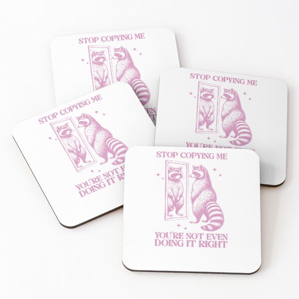 Item preview, Stop Copying Me Funny Pink Raccoon Mirror designed and sold by krystalRomanart.