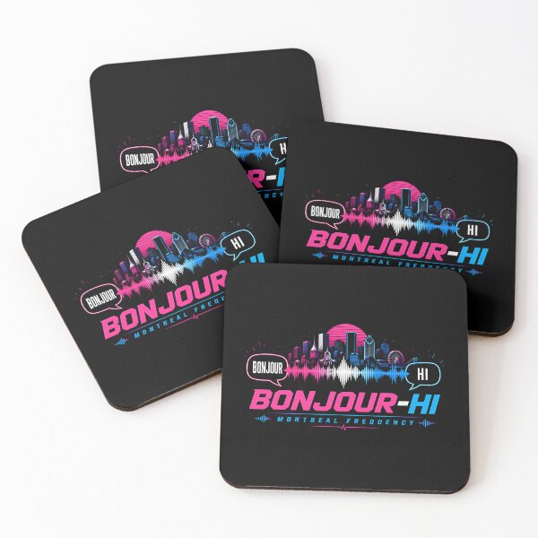 Item preview, Bonjour Hi Montreal Frequency Neon Synthwave designed and sold by Fenay Designs.