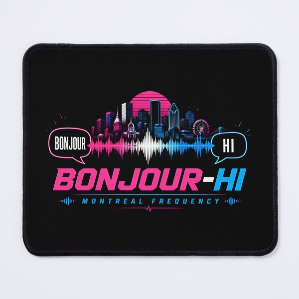 Item preview, Bonjour Hi Montreal Frequency Neon Synthwave designed and sold by Fenay Designs.