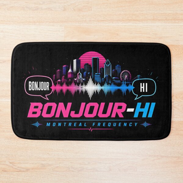 Item preview, Bonjour Hi Montreal Frequency Neon Synthwave designed and sold by Fenay Designs.