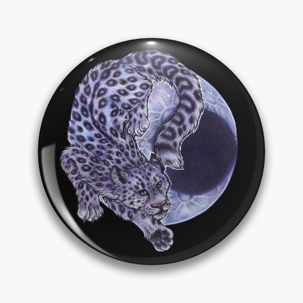 Item preview, Cool snow leopard big cat in front of crescent moon designed and sold by ZadzeneaArt.